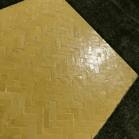 Table Basse - Zellige - Bâtons Rompus - Jaune - 50x50cm - Hauteur 43cm -