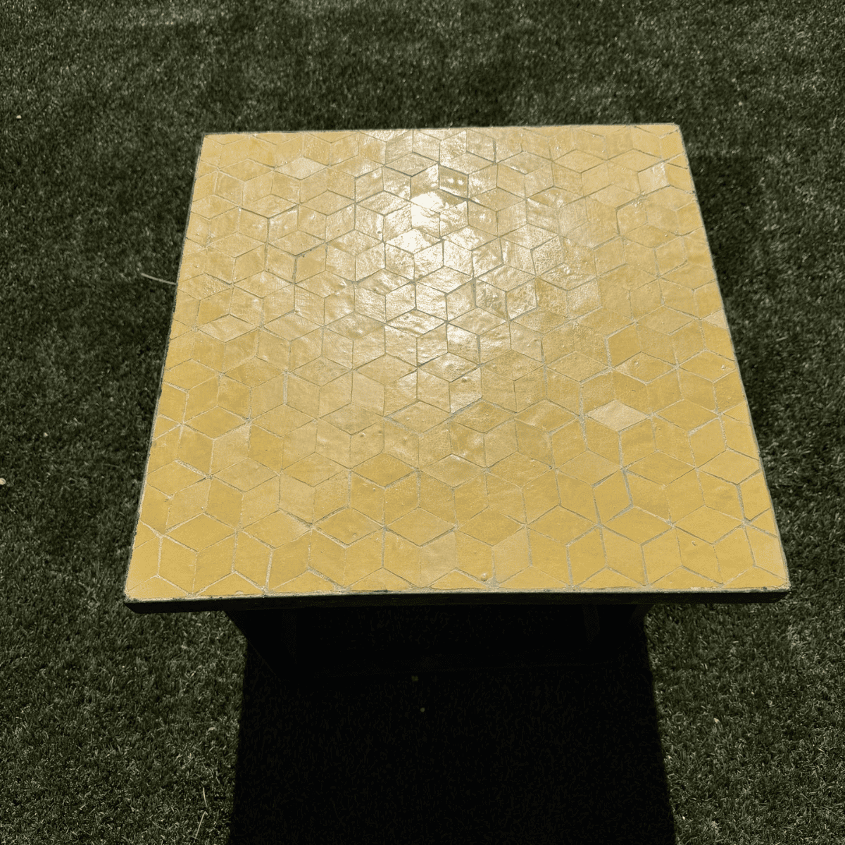 Table Basse - Zellige - Cube - Jaune - 50x50cm - Hauteur 43cm -