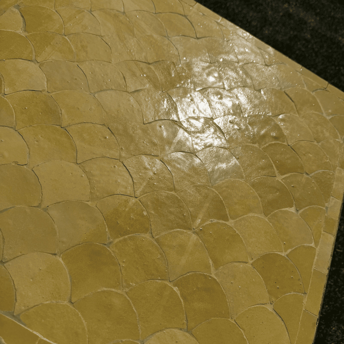 Table Basse - Zellige - Ecaille - Jaune - 50x50cm - Hauteur 43cm -