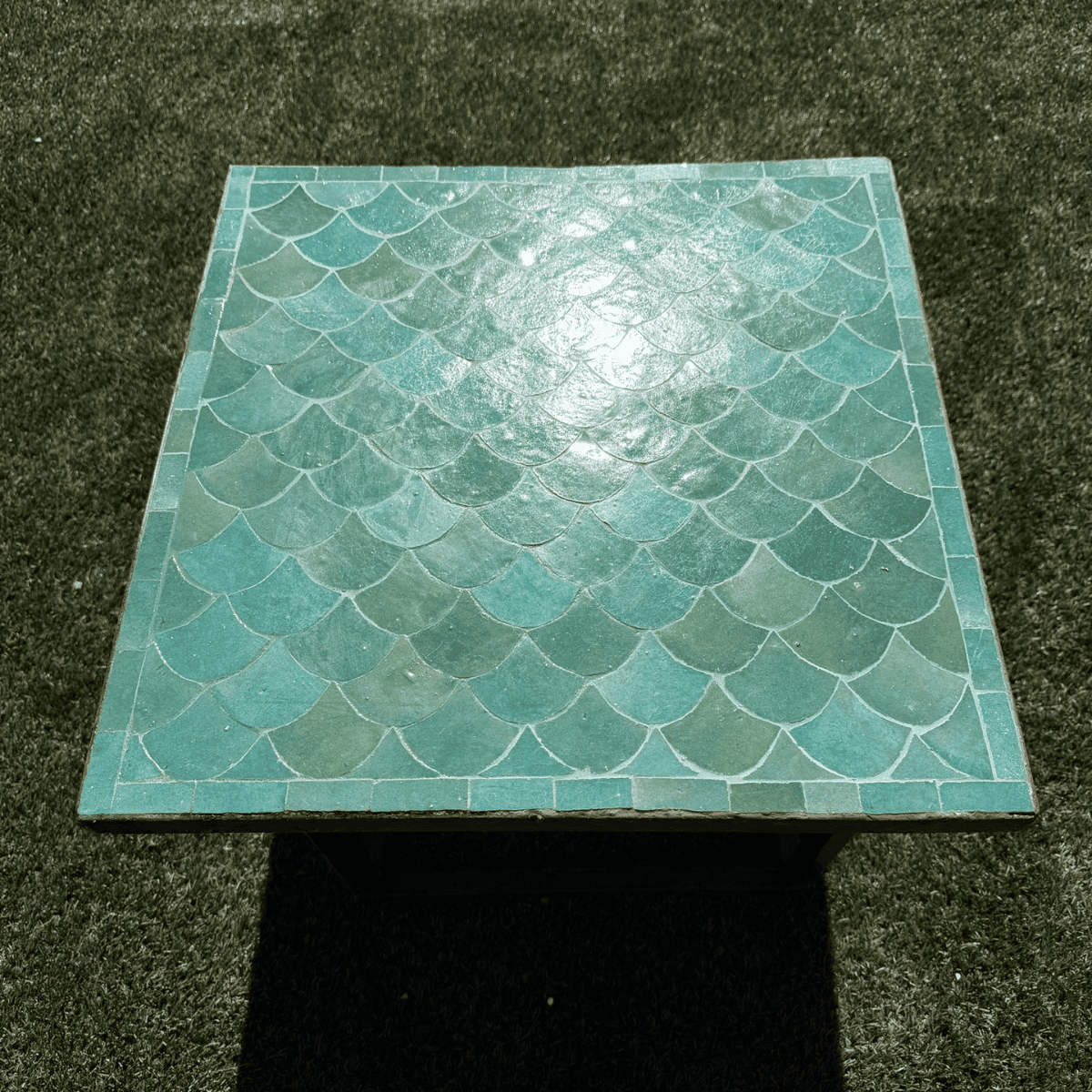 Table Basse - Zellige - Ecaille - Vert Menthe - 50x50cm - Hauteur 43cm -