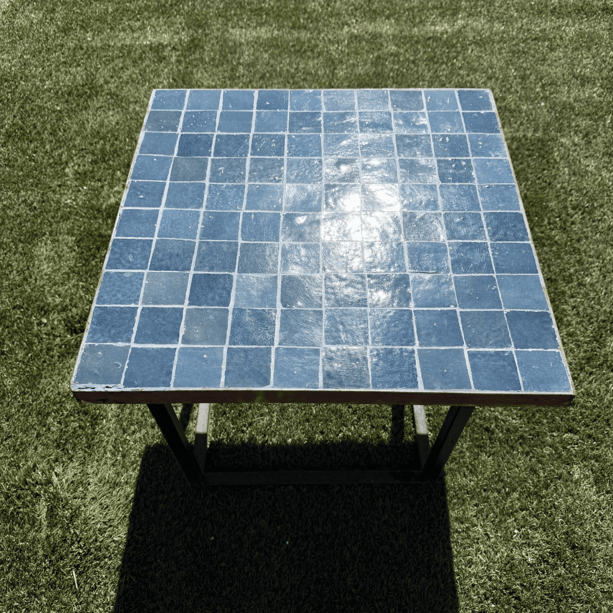Table Basse - Zellige - Carré - Bleu Glaz - 50x50cm - Hauteur 43cm -