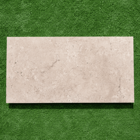 Margelle Travertin 1er choix MIX Beige - 61 x 30,5 x 3 cm - Bord droit - Vieillie -