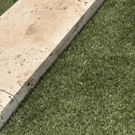Margelle Travertin Commercial - Beige - Bord droit - 61x 30,5 x 5 cm - Vieillie -
