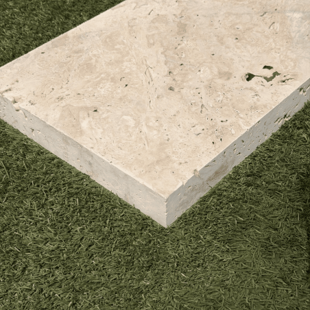 Margelle Travertin Commercial - Beige - Bord droit - 61x 30,5 x 5 cm - Vieillie -