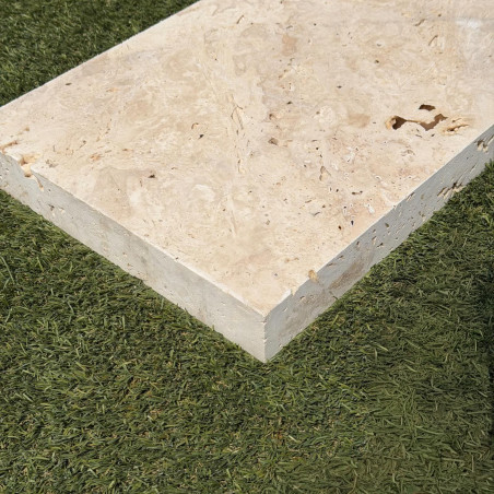 Margelle Travertin Commercial - Beige - Bord droit - 61x 30,5 x 5 cm - Vieillie -