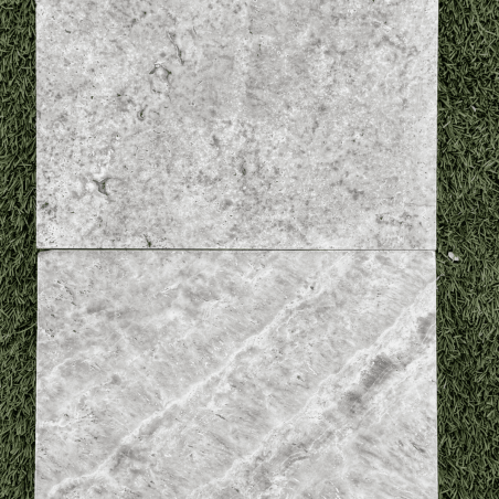 Margelle de piscine en travertin Silver 61 x 30,5 x 3 cm - Bord droit -