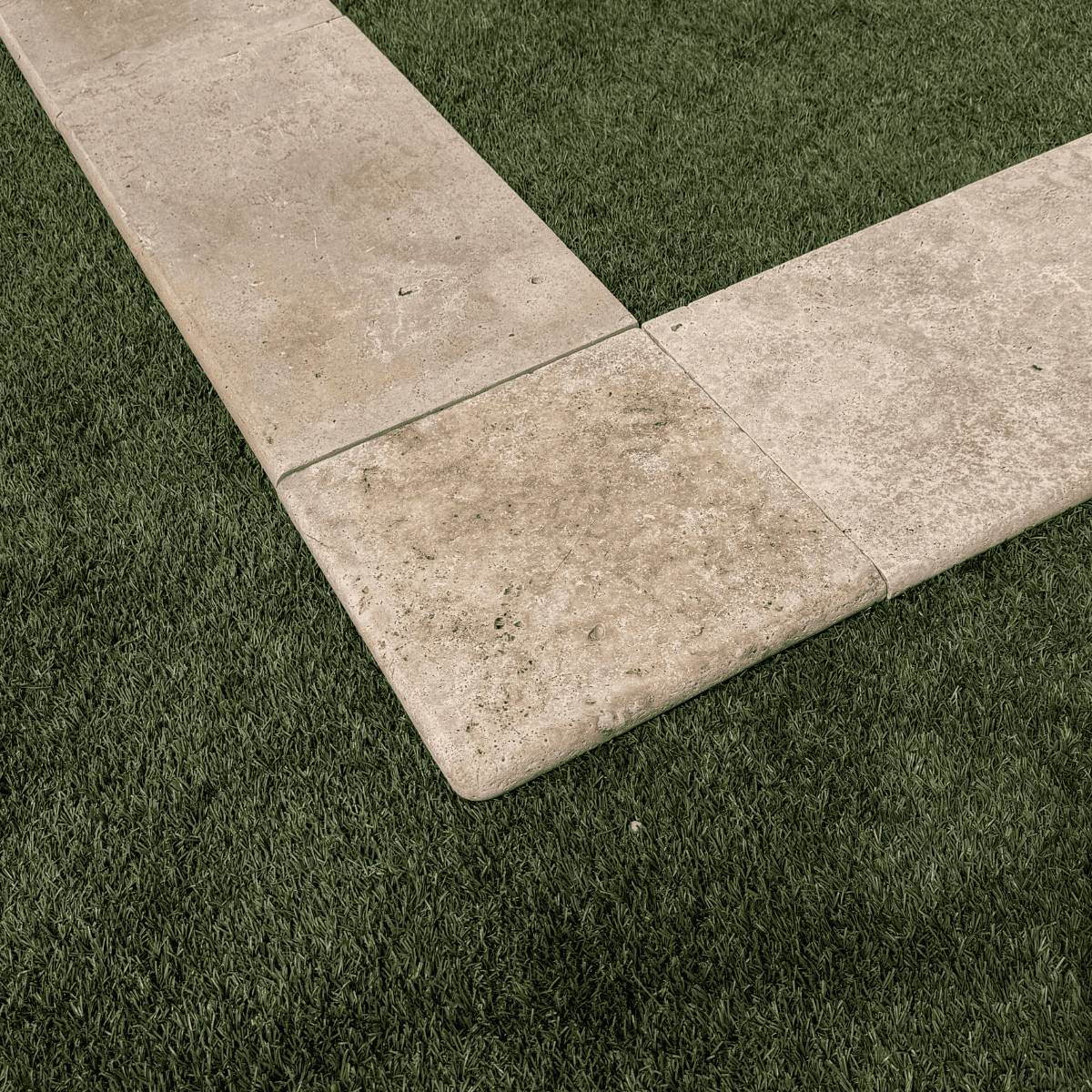 Angle Sortant Travertin premier choix Mix - Beige - Bord arrondi - 33 x 33 x 3 cm - Vieillie -