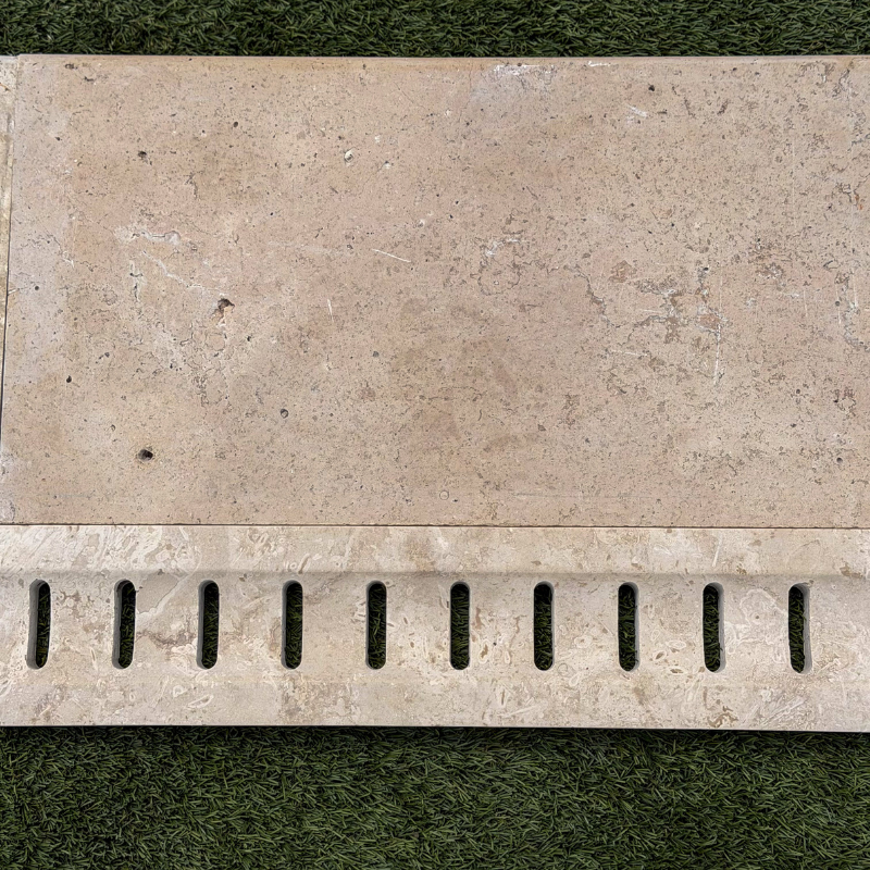 Caniveau de piscine en travertin Premier Choix Mix Beige 61 x 13,5 x 3 cm -