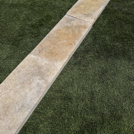 Dessus de Mur en Travertin Mix Beige - 1er Choix - Bord Droit - 61 x 30,5 x 5 cm -