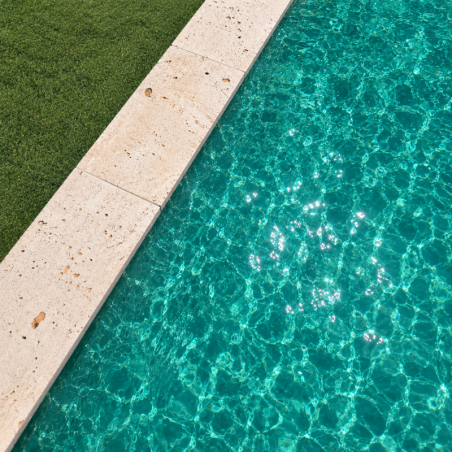 Margelle de piscine en travertin Commercial Beige 61 x 30,5 x 3 cm - Bord droit -