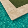 Angle sortant pour margelle de piscine en travertin Premier Choix Mix Beige 33 x 33 x 3 cm - Bord arrondi -