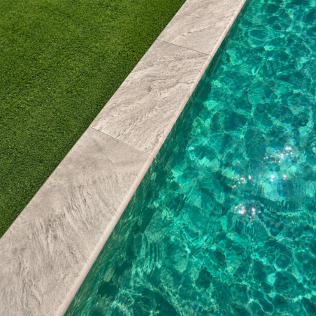 Margelle de piscine en travertin Silver 61 x 33 x 3 cm - Bord arrondi -