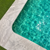 Angle rentrant pour margelle de piscine en travertin Silver 45 x 45 x 3 cm - Bord arrondi -
