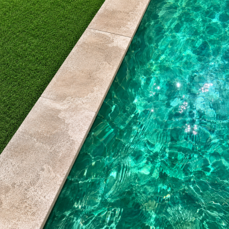 Margelle de piscine en travertin Noce 61 x 30,5 x 3 cm - Bord droit -