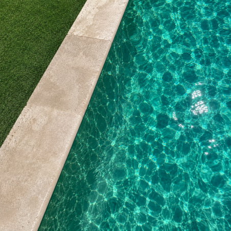 Margelle de piscine en travertin Noce 61 x 33 x 3 cm - Bord arrondi -