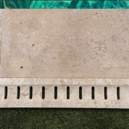 Caniveau de piscine en travertin Premier Choix Mix Beige 61 x 13,5 x 3 cm -