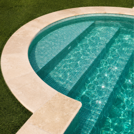 Kit de margelles courbes pour piscine en travertin Premier Choix Light Mix Beige - Bord arrondi - 3 m -