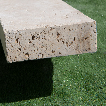 Dessus de Mur en Travertin Mix Beige Vieilli - 1er choix - Bord Droit - 50 x 20 x 7 cm -