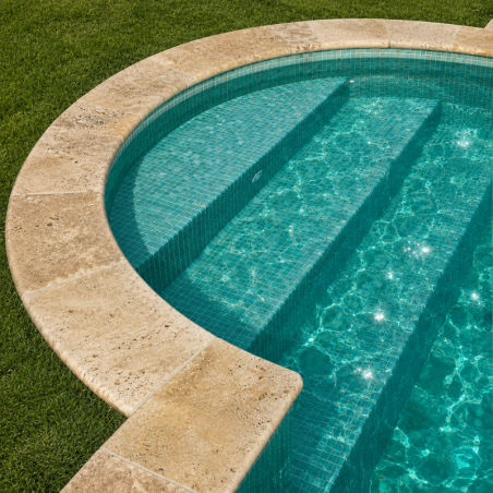 Kit de margelles courbes pour piscine en travertin Premier Choix Mix Beige - Bord arrondi - 3 m -