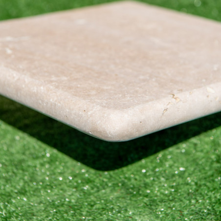 Angle sortant pour marche en travertin Premier Choix Light Mix Beige 33 x 33 x 3 cm - Bord arrondi -