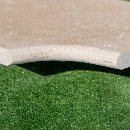 Angle rentrant pour marche en travertin Premier Choix Mix Beige 45 x 45 x 5 cm - Bord arrondi -