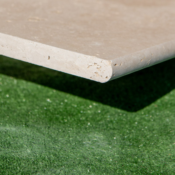 Marche en travertin Premier Choix Mix Beige 100 x 33 x 3 cm - Bord arrondi -