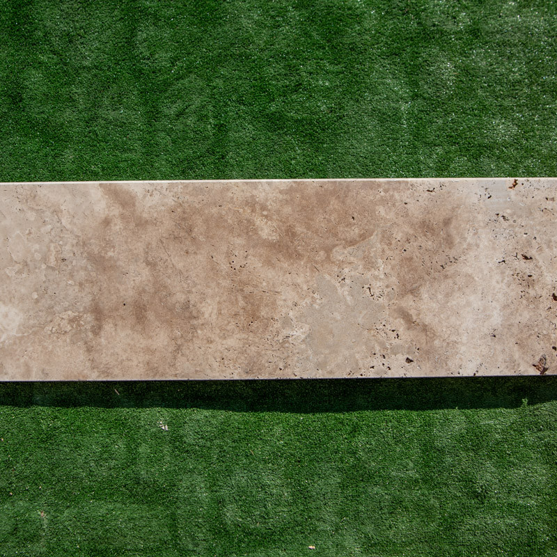 Marche en travertin Premier Choix Mix Beige 120 x 33 x 3 cm - Bord arrondi -