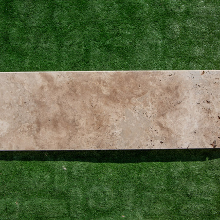 Marche en travertin Premier Choix Mix Beige 120 x 33 x 3 cm - Bord arrondi -