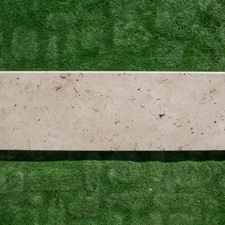 Marche en travertin Premier Choix Light Mix Beige 120 x 33 x 3 cm - Bord arrondi -