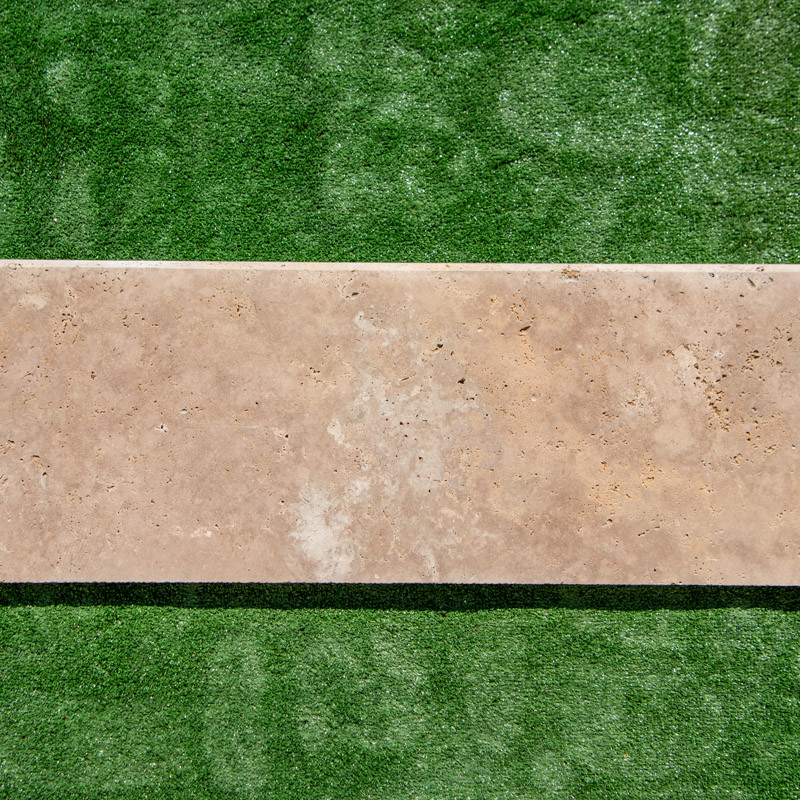 Marche en travertin Premier Choix Mix Beige 140 x 40,6 x 3 cm - Bord arrondi -