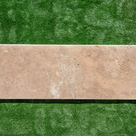 Marche en travertin Premier Choix Mix Beige 140 x 40,6 x 3 cm - Bord arrondi -