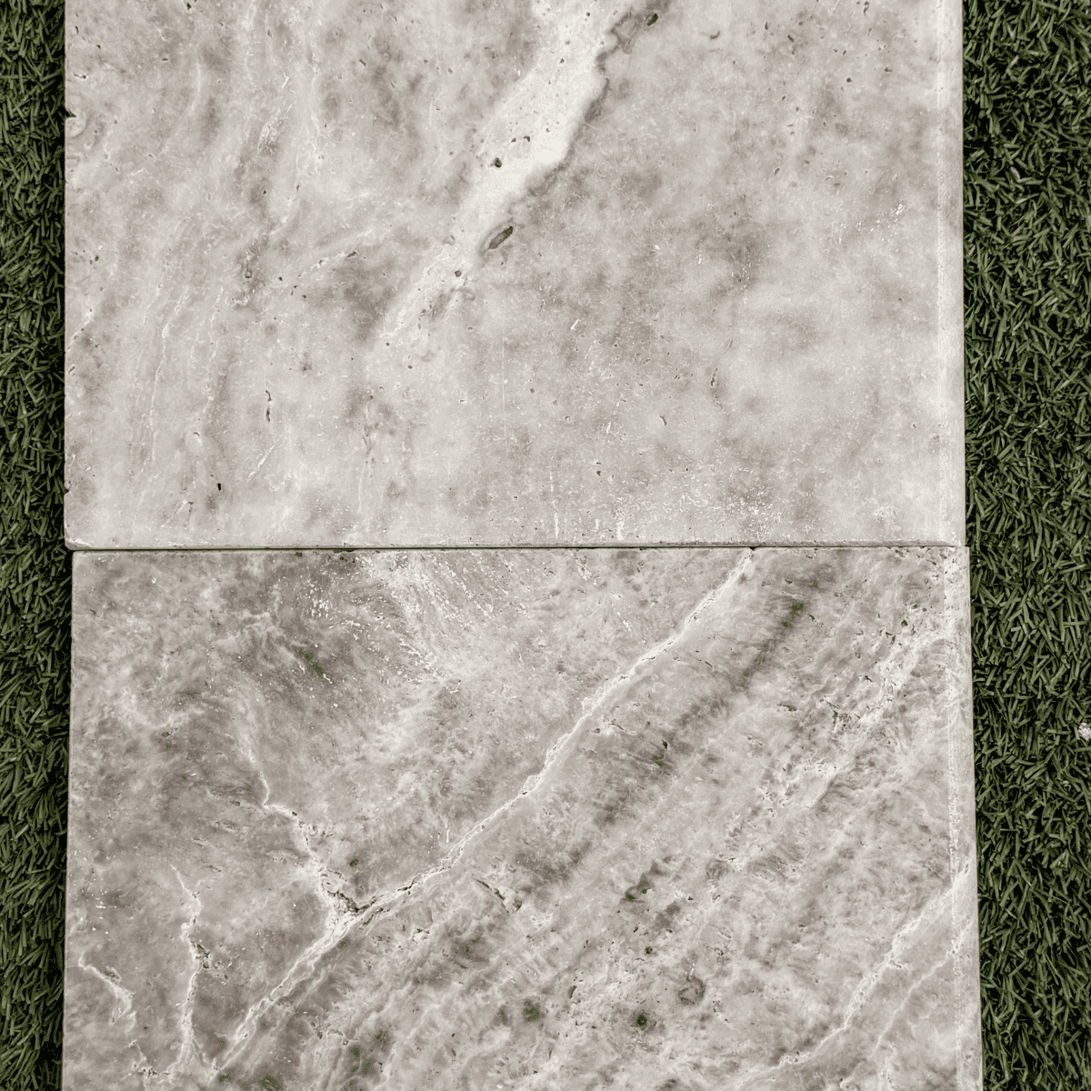 Marche en travertin Silver 61 x 33 x 3 cm - Bord arrondi -