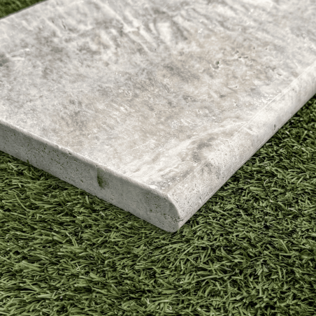 Marche en travertin Silver 61 x 33 x 3 cm - Bord arrondi -