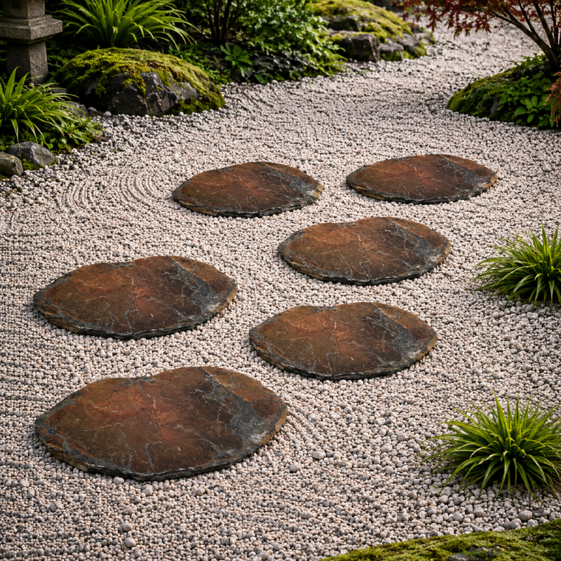 Pas japonais - Ardoise - 50 - 70cm - ≈20mm - Irrégulier Rouille -