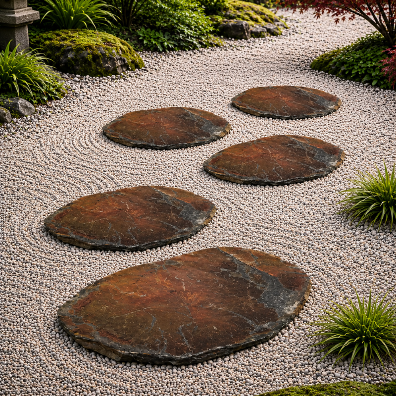 Pas japonais - Ardoise - 60 - 100cm - ≈20mm - Irrégulier Rouille -
