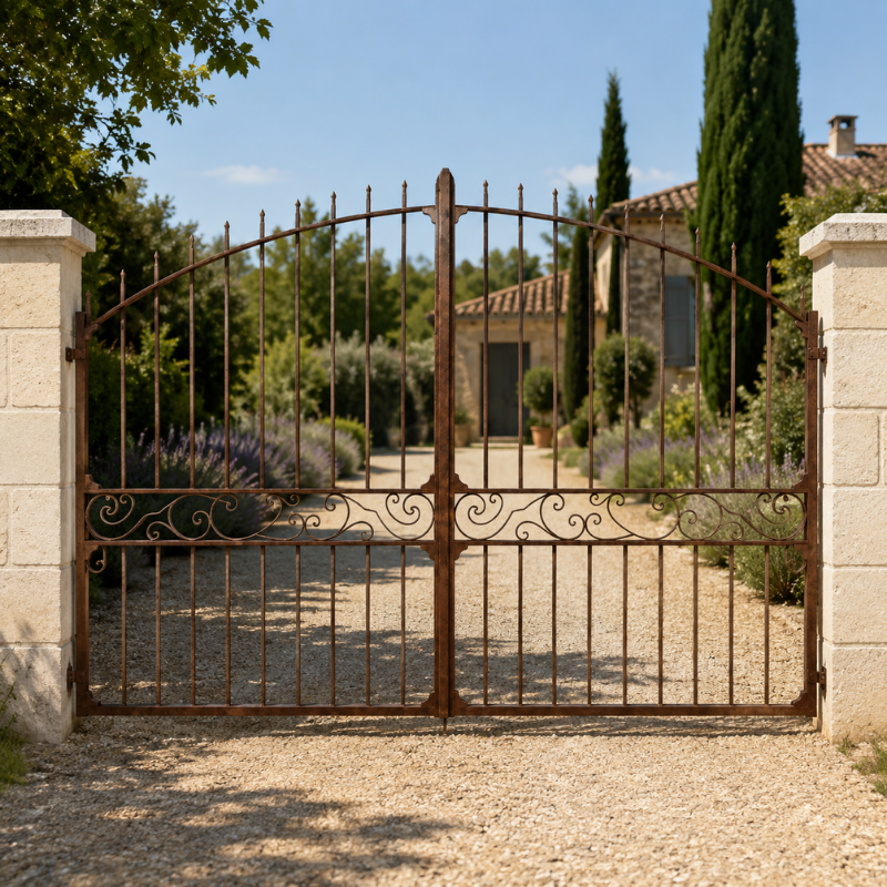 Portail en Fer Forgé Ancien – 2 Battants 4 m -
