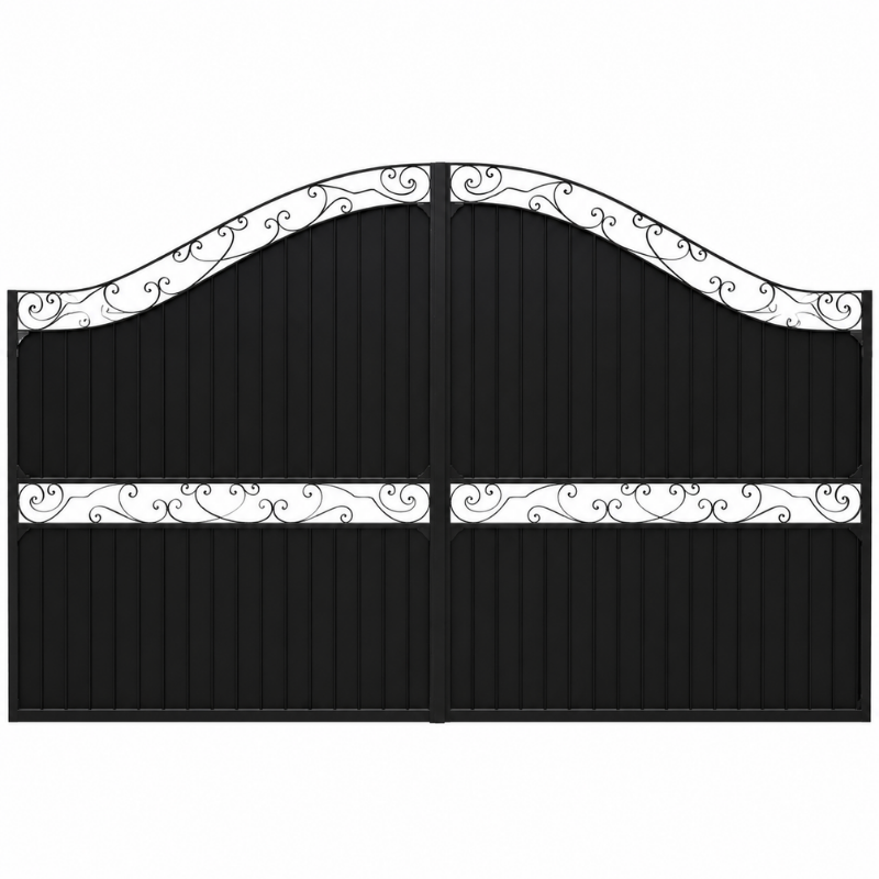 Portail en Fer Forgé Ancien Tôlé – 2 Battants 4 m -