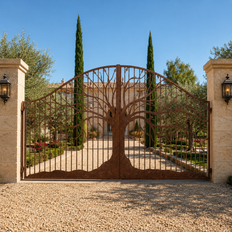 Portail en Fer Forgé Arbre – 2 Battants 4 m -