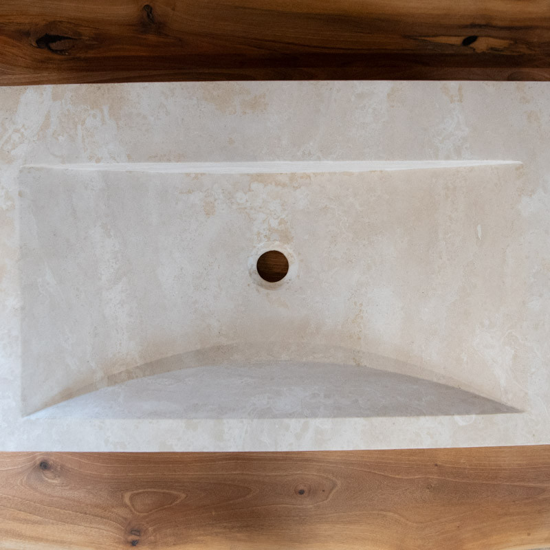 Vasque à poser Travertin Beige - 70x45x10cm - Bord biseauté - Lisse -