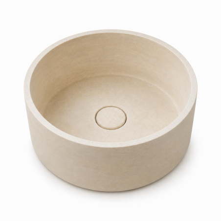 Vasque à poser Travertin Beige - Bol III - ⌀ 40x15cm - Lisse -