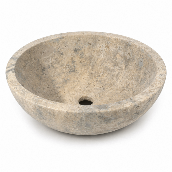 Vasque à poser Travertin Silver - ⌀40x15cm - Lisse -