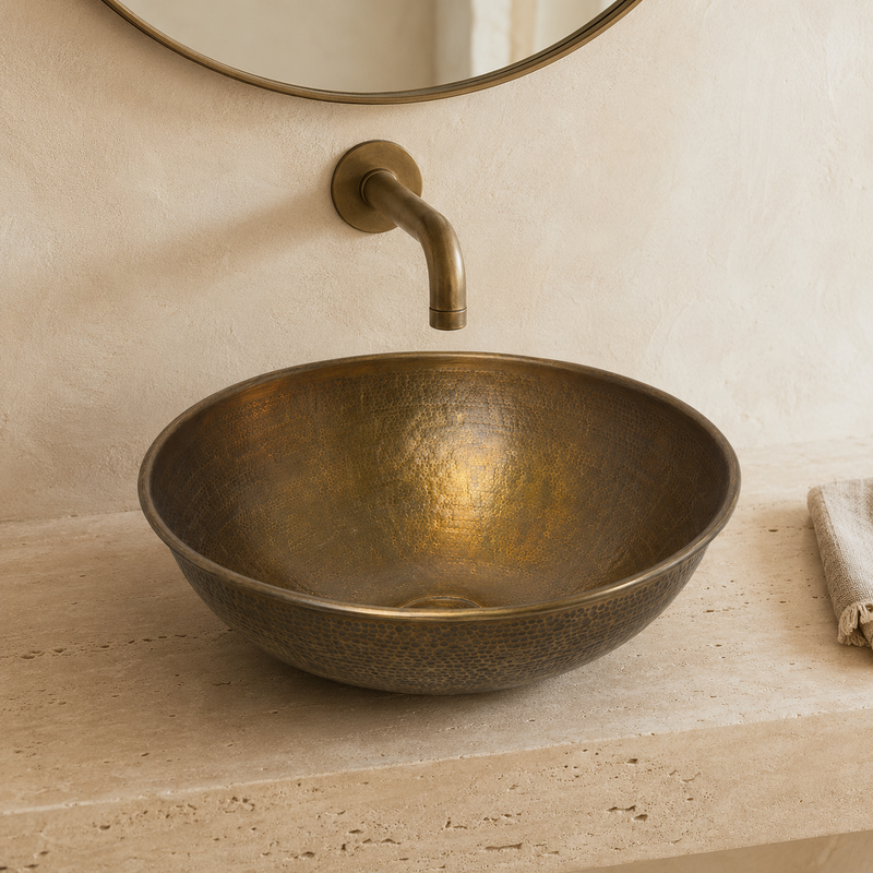Vasque à poser Laiton - ⌀ 40x18cm - Martelée & Vieillie -