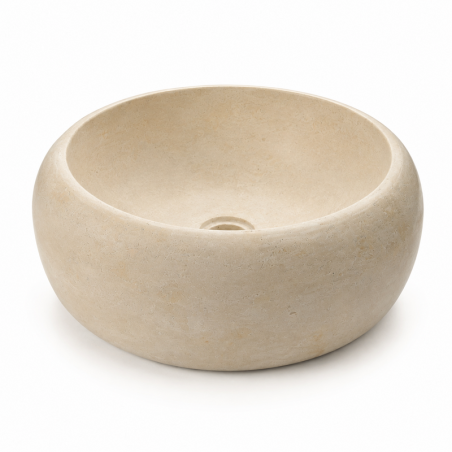 Vasque Marbre Beige - ⌀ 40cm - Hauteur 14cm - Bombée Lisse -
