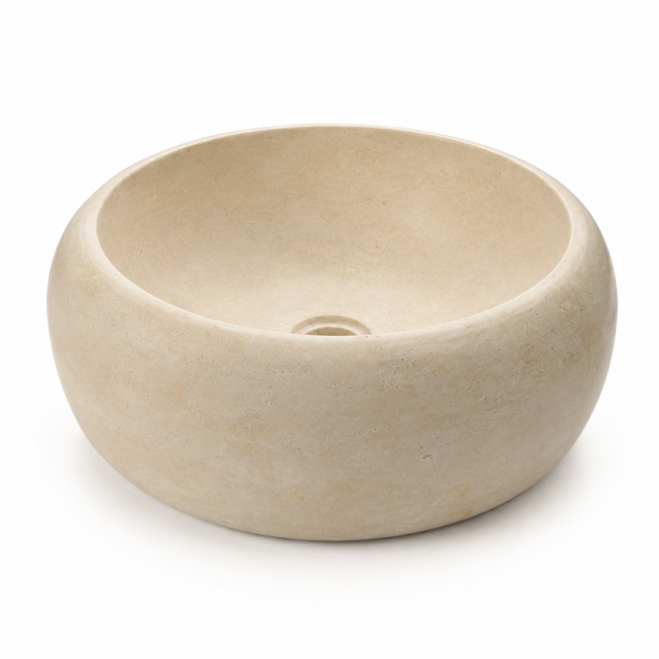 Vasque Marbre Beige - ⌀ 40cm - Hauteur 14cm - Bombée Lisse -