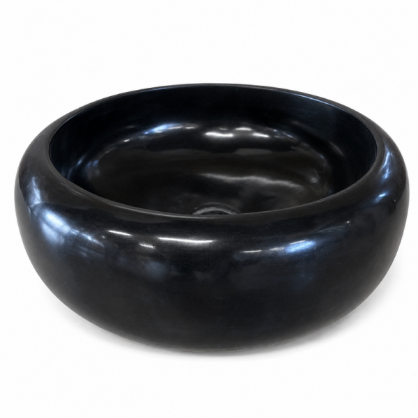 Vasque à poser Marbre Noir - ⌀ 40x15cm - Bombée Lisse -