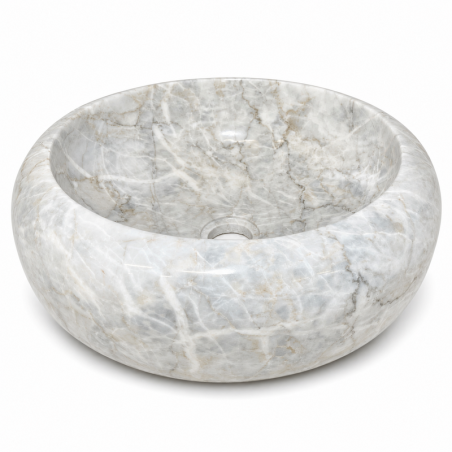 Vasque à poser Marbre Blanc - ⌀ 40x15cm - Bombée Lisse -