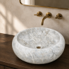 Vasque à poser Marbre Blanc - ⌀ 40x15cm - Bombée Lisse -