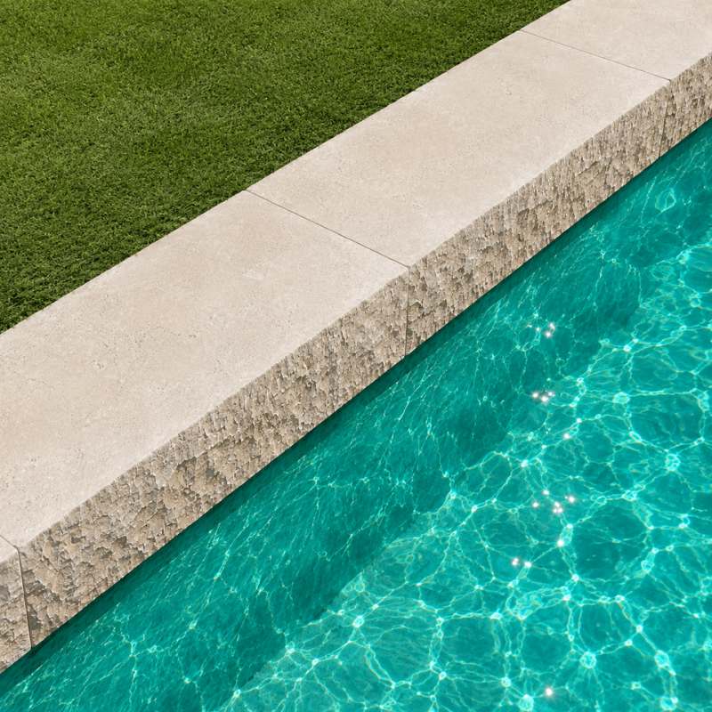 Margelle de piscine en Grès d'Inde Kandla - Beige - 100x35x15cm - Naturelle éclatée -