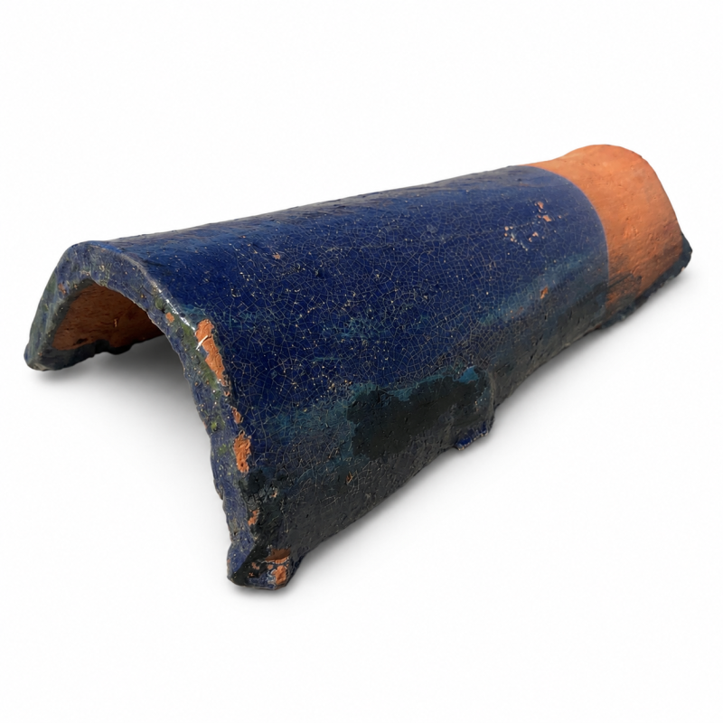 Tuile Marocaine - Vernissée Bleu - ≈ 30x16/10cm -