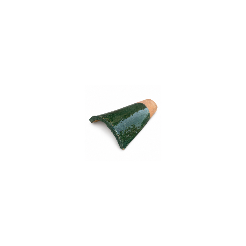 Tuile Marocaine - Vernissée Verte Emeraude - ≈ 30x16/10cm -